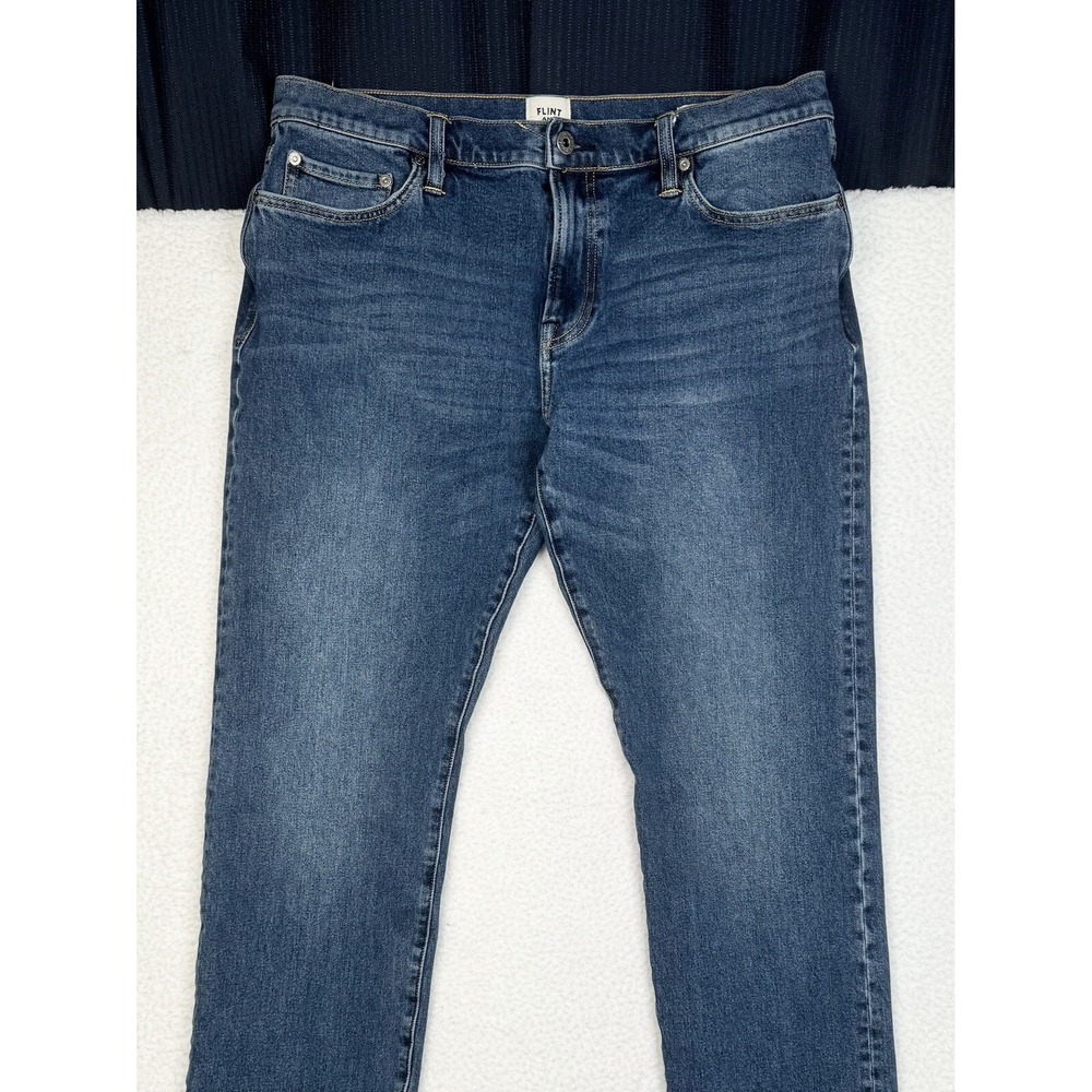 FLINT AND TINDER Slim Fit Denim Jeans Blue - Men's 34x32 Fits 33x29 - Picture 3 of 11